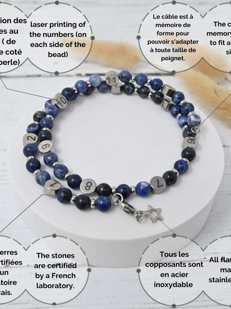 Bracelet d'allaitement   Sodalite   Bleu foncé