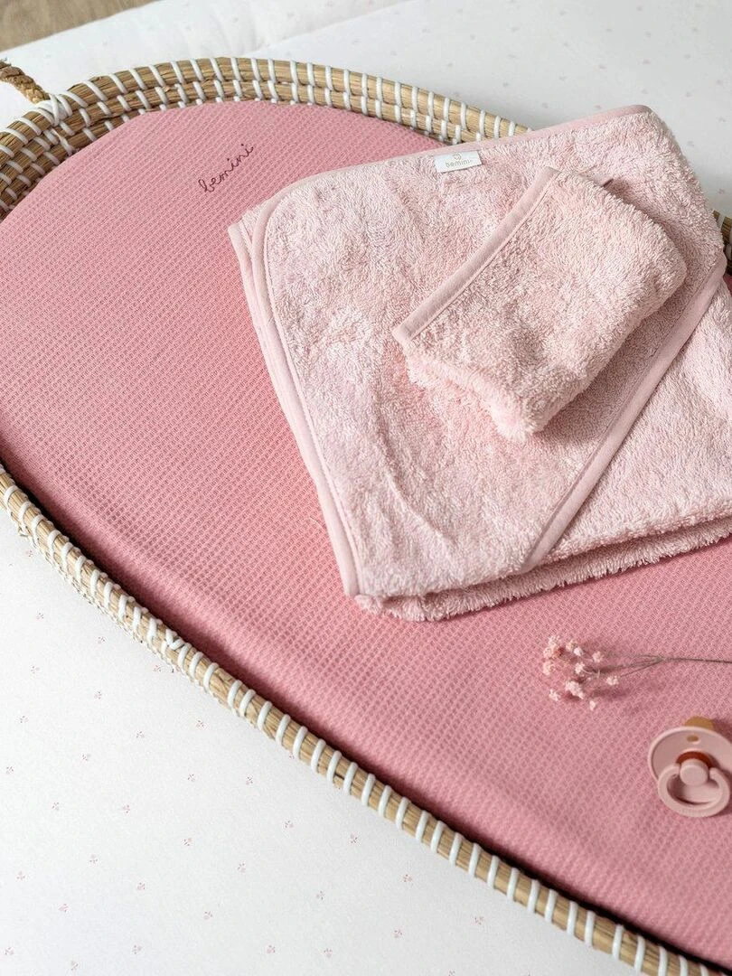 Bemini Tapis de parc et jeu Pady waffle Bio et jersey Bio   Rose