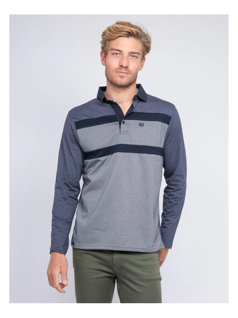 Polo manches longues pur coton PELWIS Bleu marine