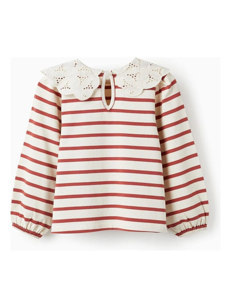 Pull avec Col en Broderie Anglaise pour Fille ATLANTIC COMPANY Rouge foncé