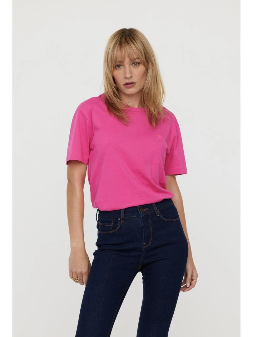 Lee Cooper   T Shirt manches courtes coton regular ADINA   Rose fushia