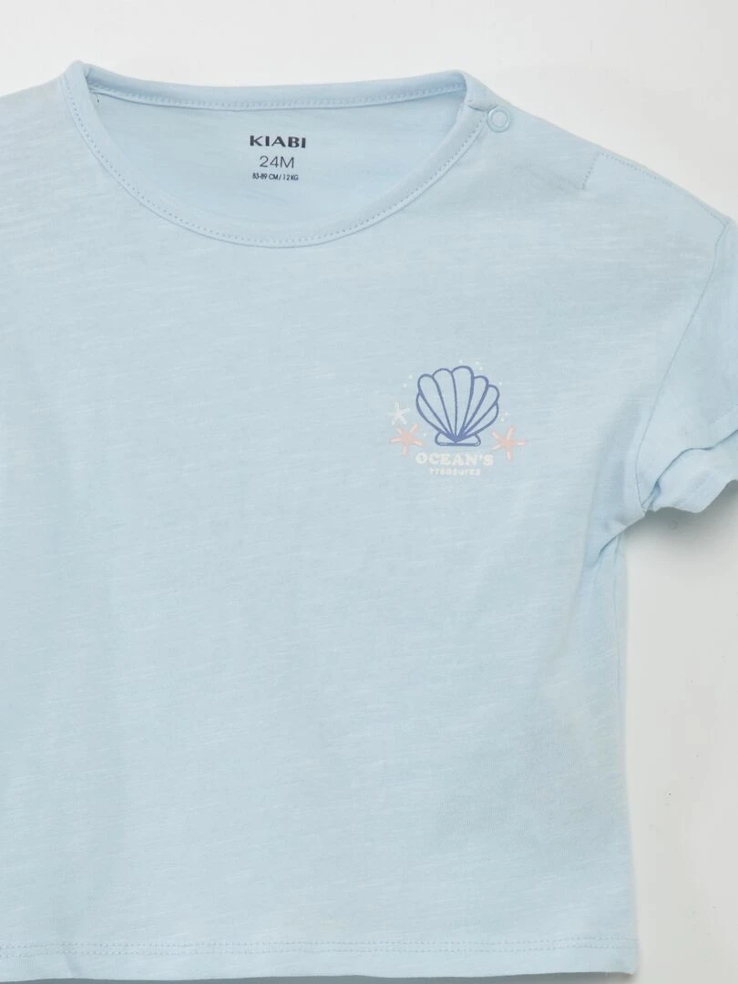 Ensemble pyjama short + t shirt 2 pièces Blanc