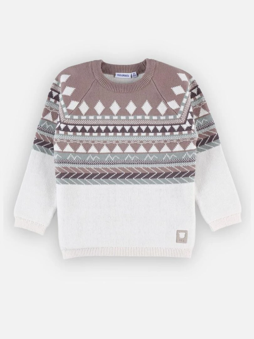Pull tricot Noël  écru/brun   Noukie's   Marron