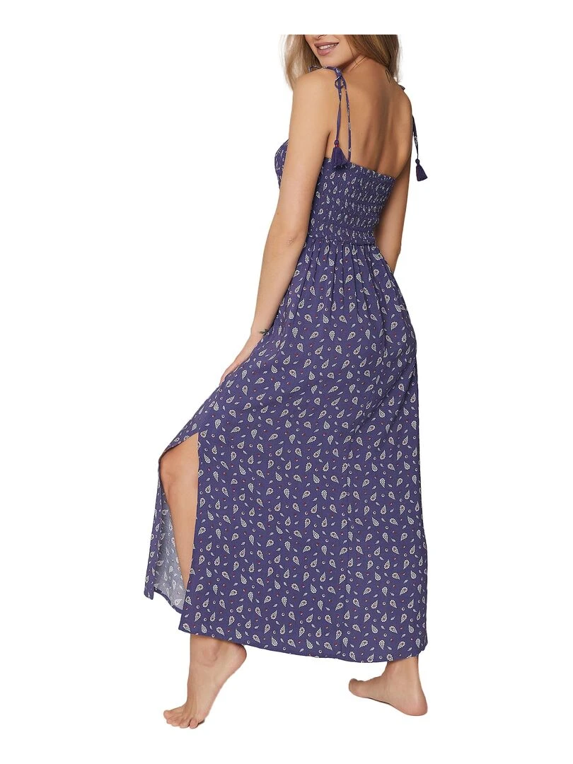 Robe longue estivale Navy Cachemire Bleu marine