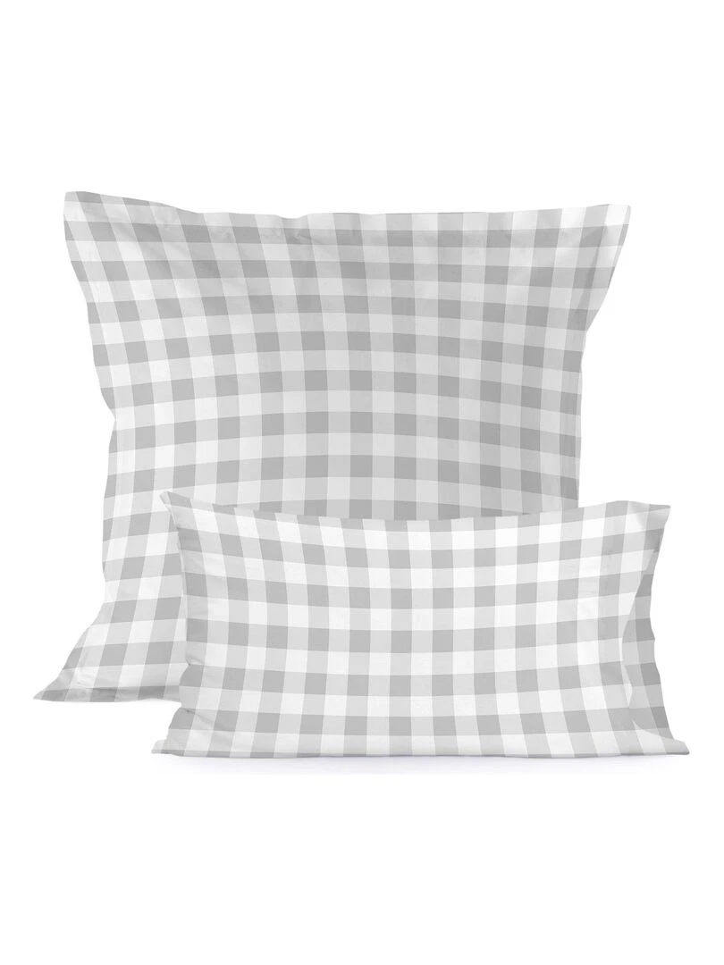 Taie d'oreiller Vichy "Happyfriday" Gris