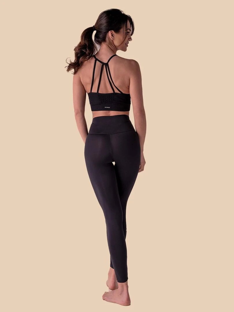 Legging Femme Fitness Taille haute  Natura   Noir Noir