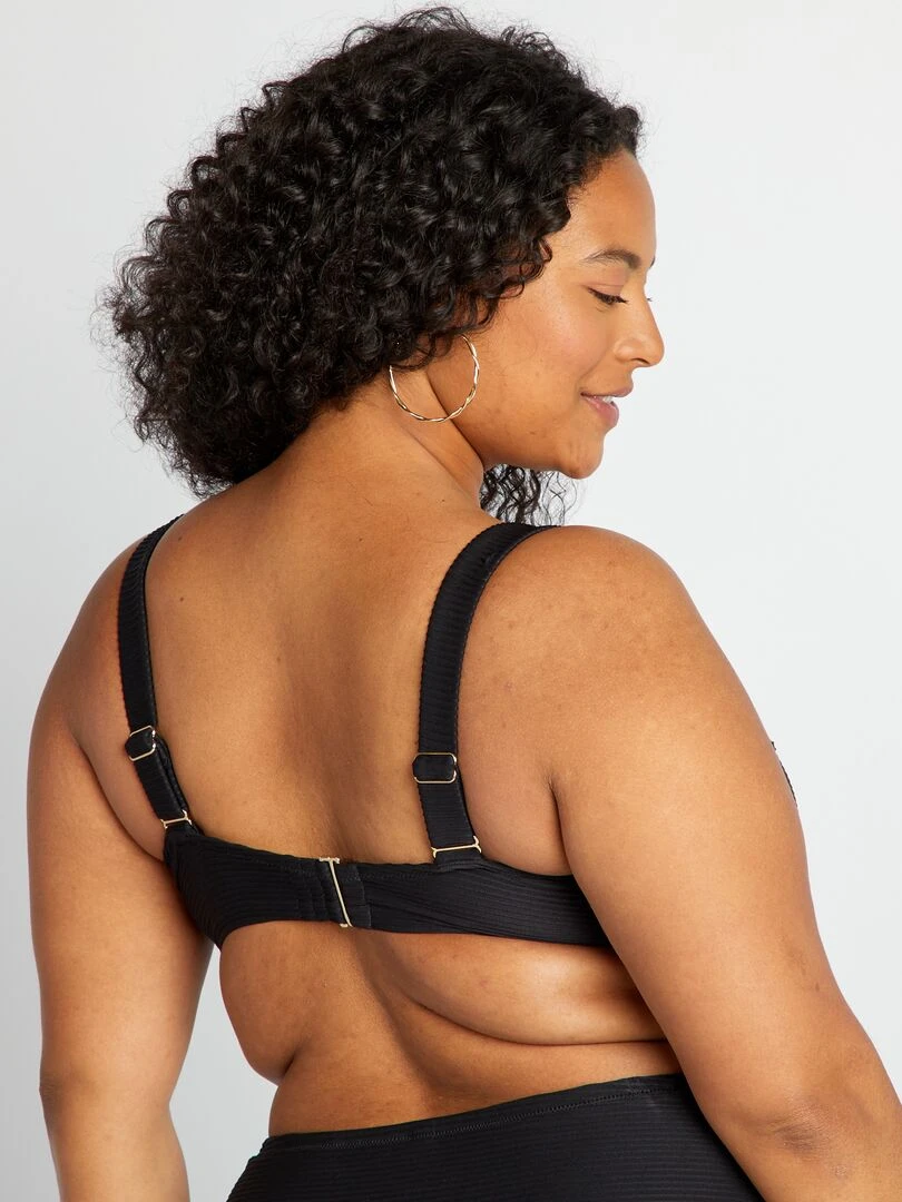 Soutien gorge de bain matière plissée   noir
