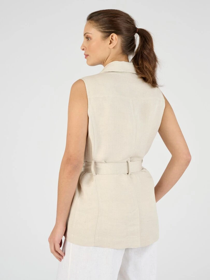 Veste saharienne mélange lin sans manches   Damart   Beige chiné