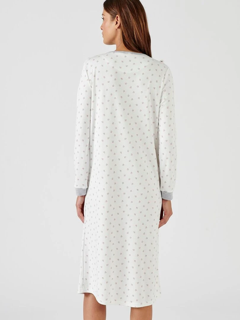 Chemise de nuit manches longues maille interlock Thermolactyl   Damart   Blanc Ecru