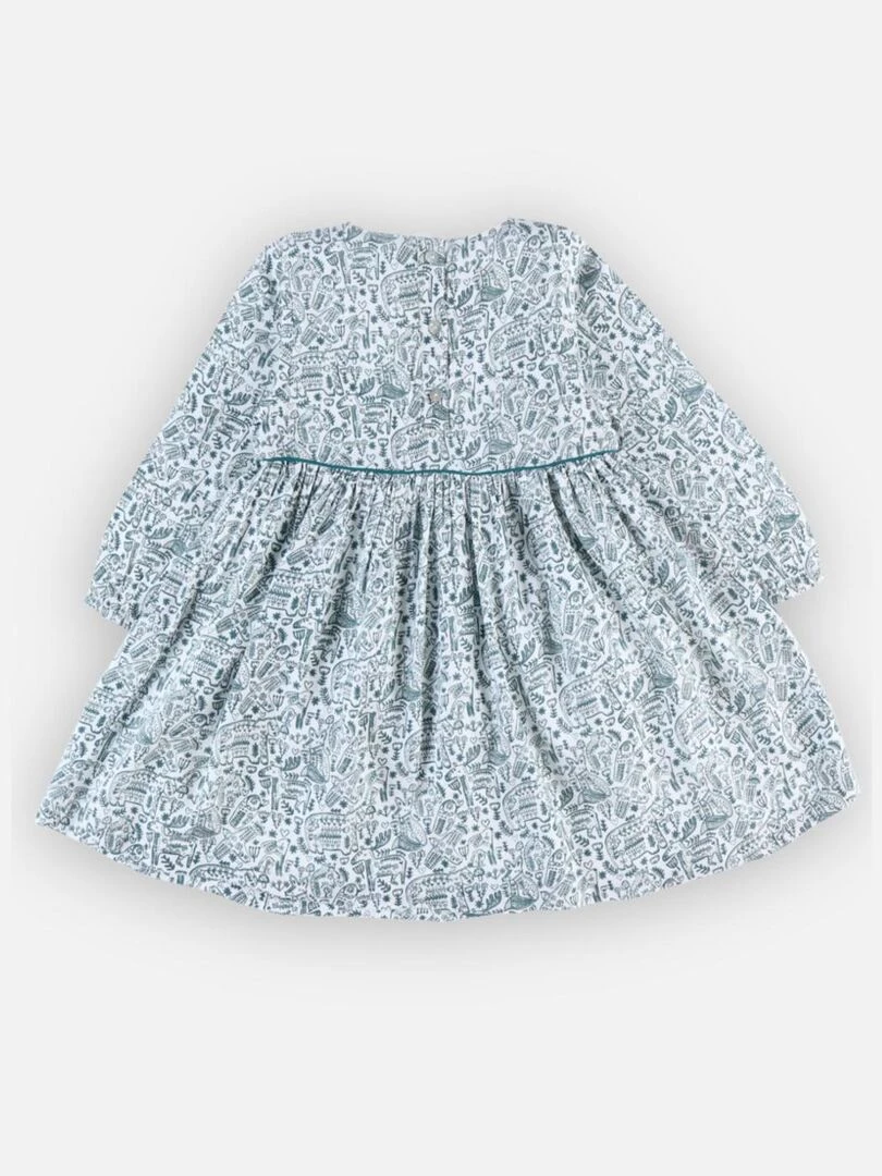 Robe à imprimé animalier  écru/bleu canard   Noukie's   Blanc