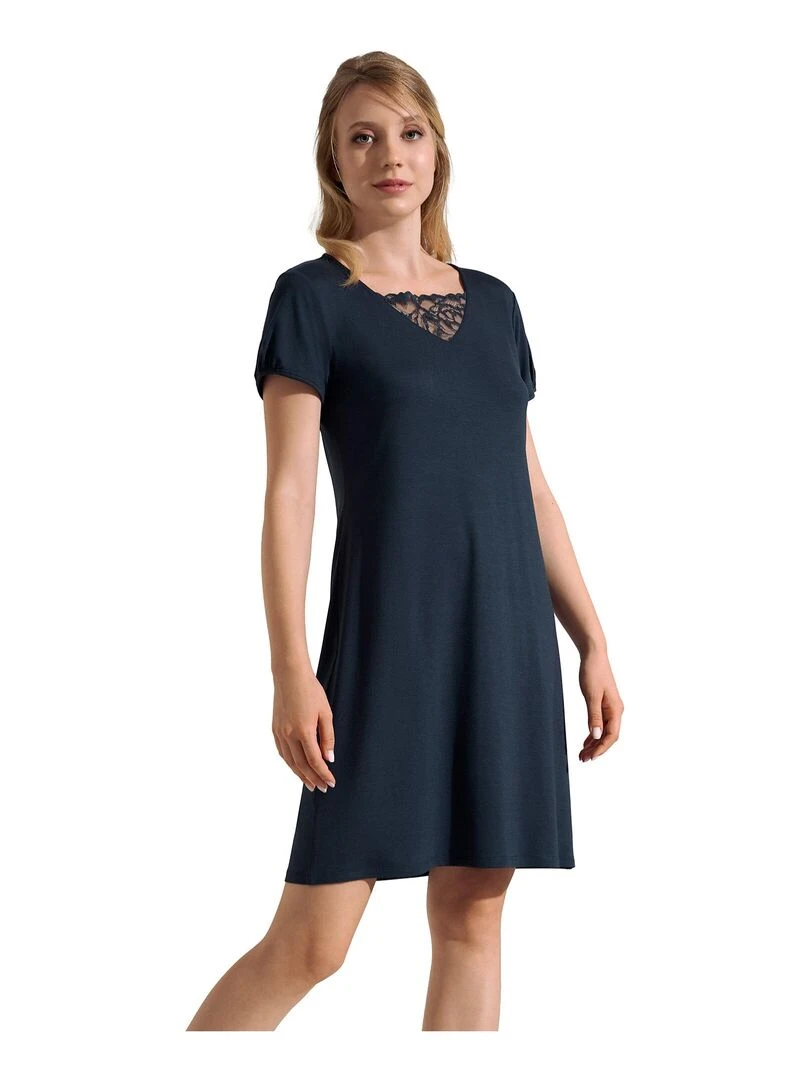 Chemise de nuit manches courtes Naty Bleu