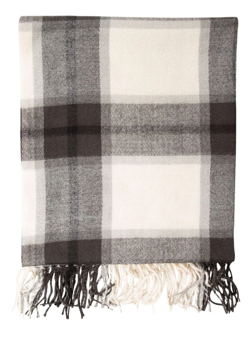 Écharpe plaid Femme Noir/Ivoire Blanc Noir Blanc