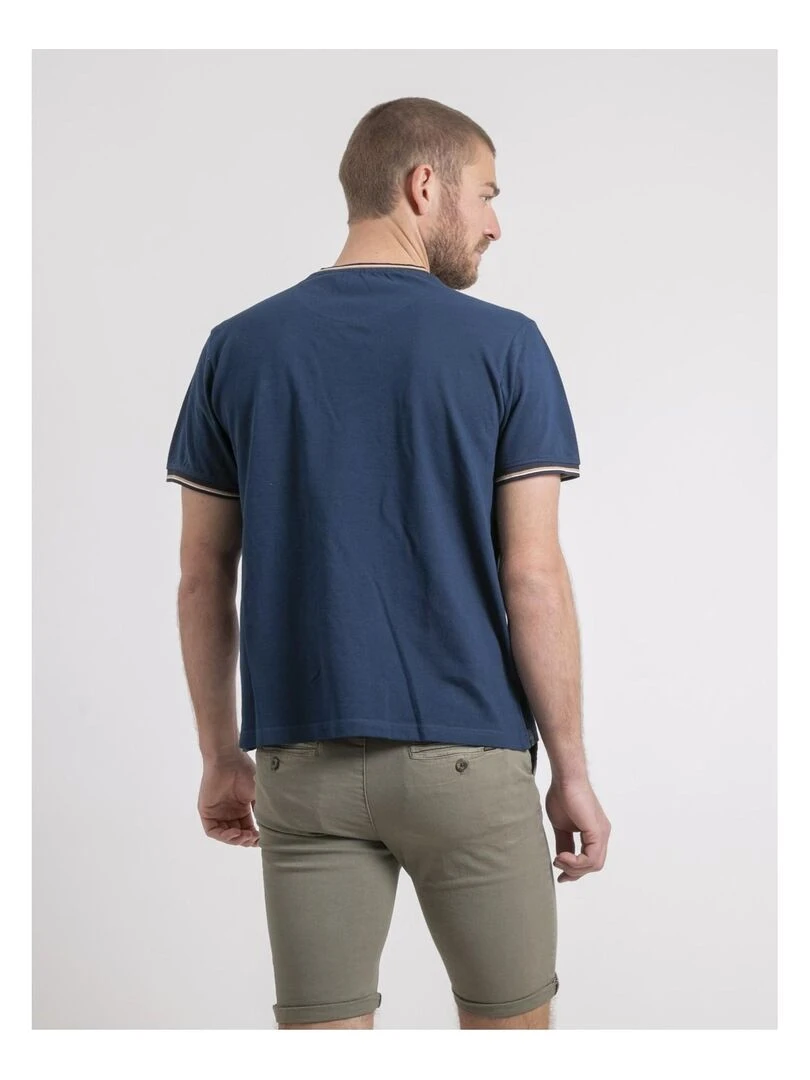 T shirt col rond pur coton NECAMIX   Bleu