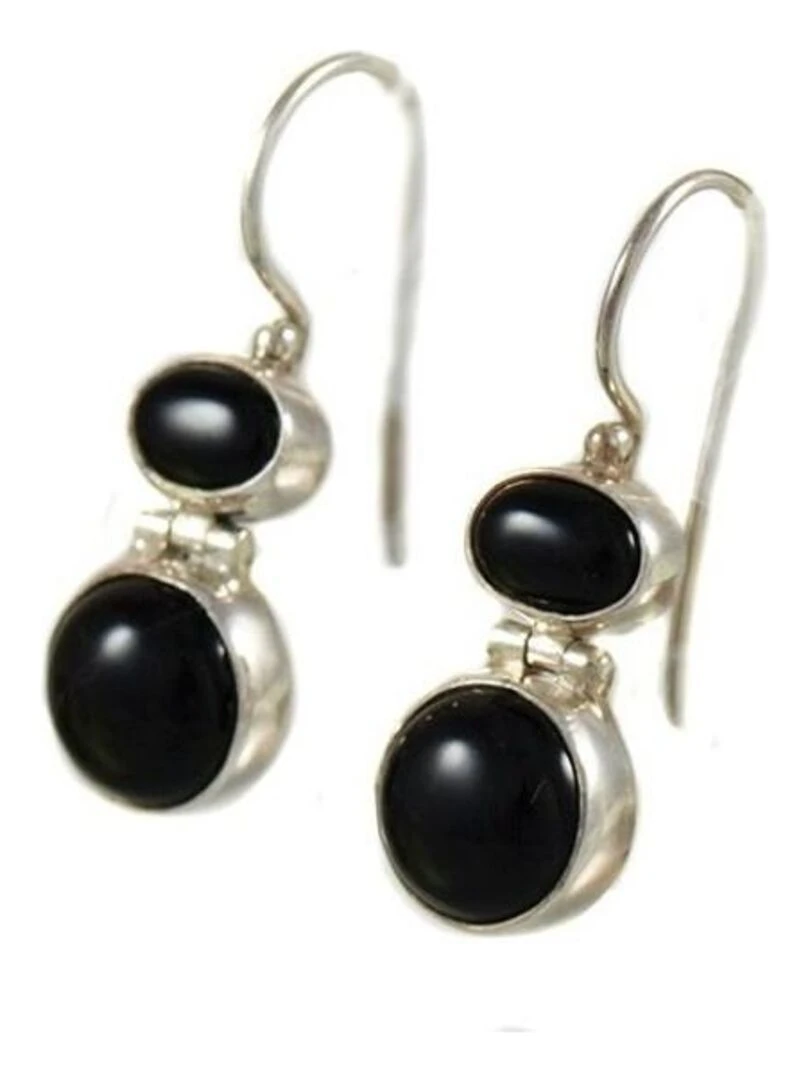 Boucles d'oreille agate Bijoucolor Noir