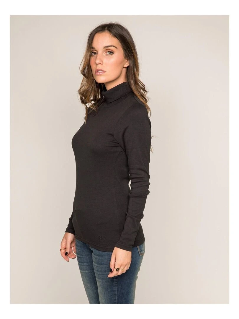 Sous pull col roulé pur coton organique FUSEE Noir