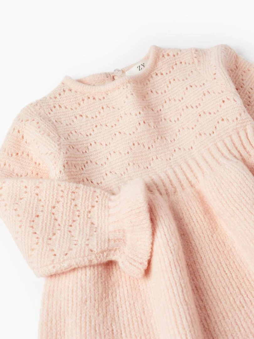 Robe en Maille Épaisse pour Bébé Fille manches longues SPRING BEGINS   Rose clair