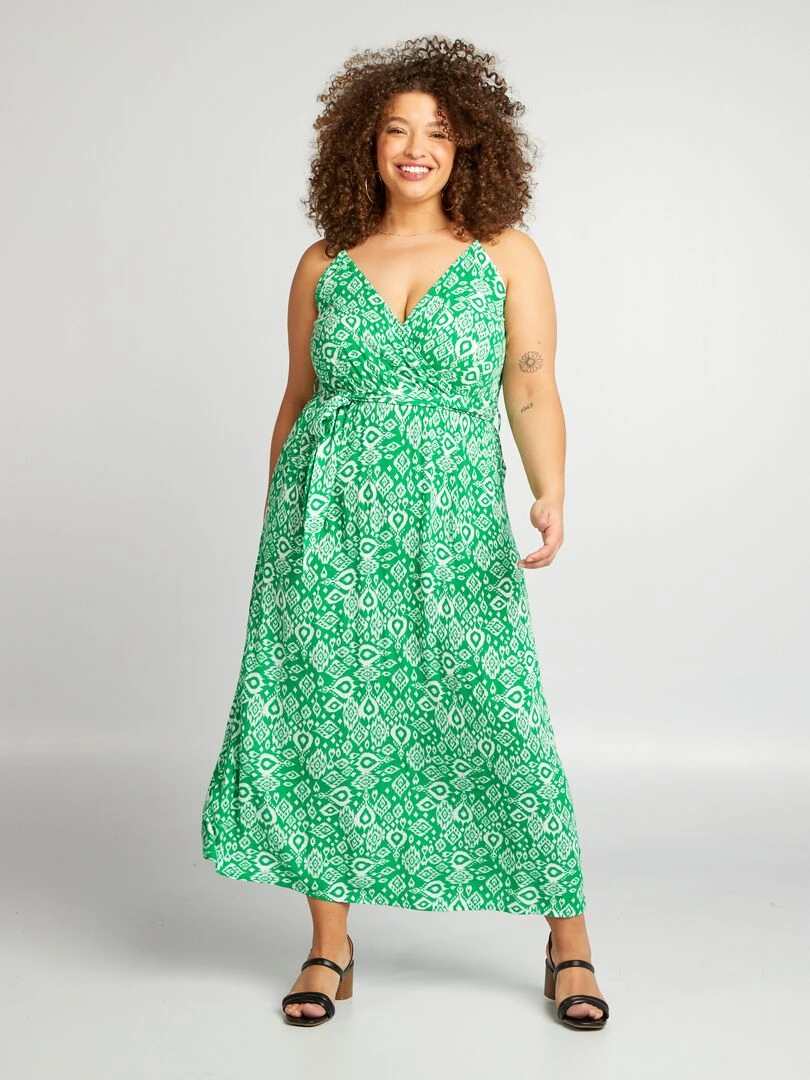 Robe longue avec bretelles croisées Vert
