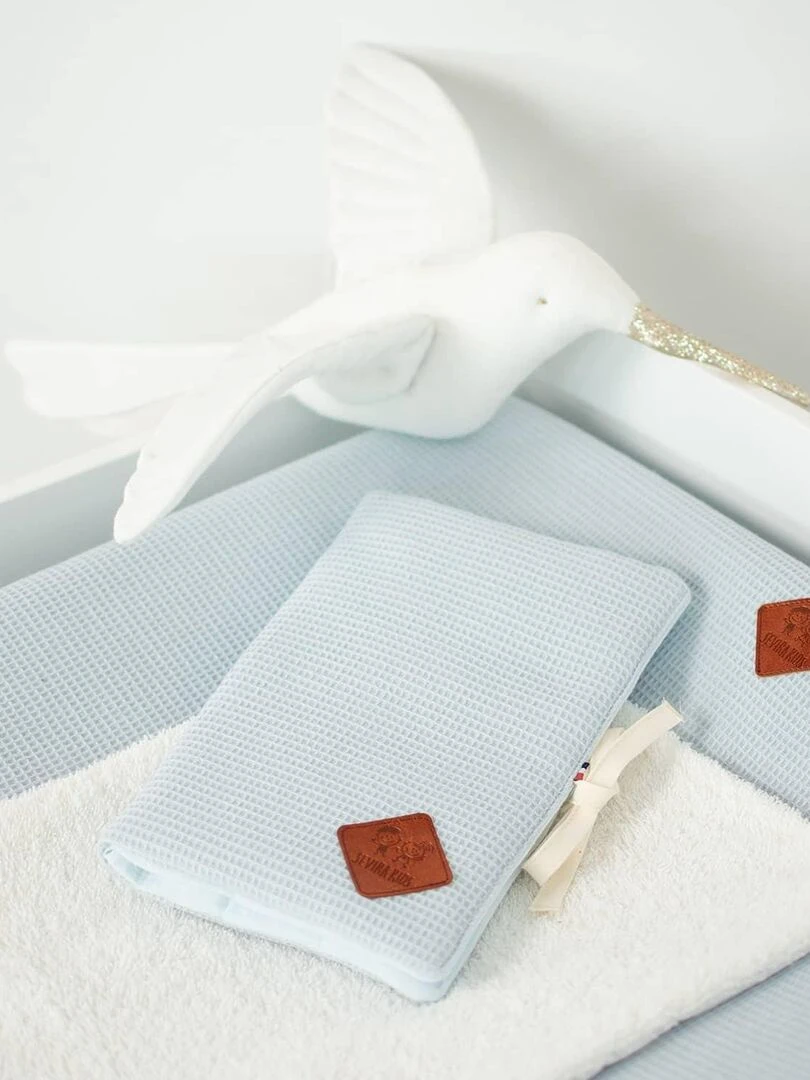 Housse de matelas à langer  Nid d'abeille   Bleu