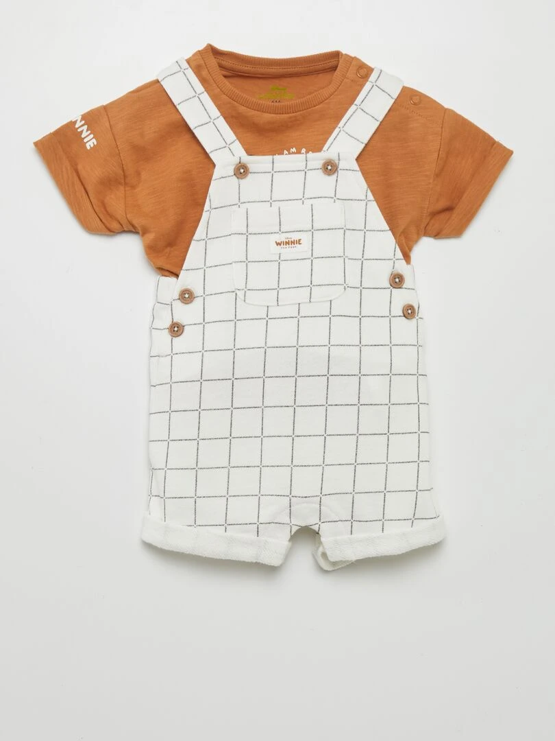 Ensemble salopette + t shirt 'Disney' 2 pièces Marron