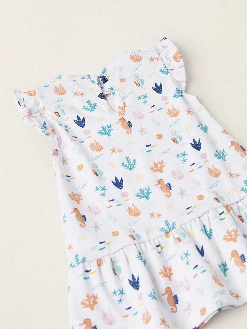 Foulard pour Cheveux + Robe en Coton pour Nouveau Né  NATURE TAKEOVER   Blanc