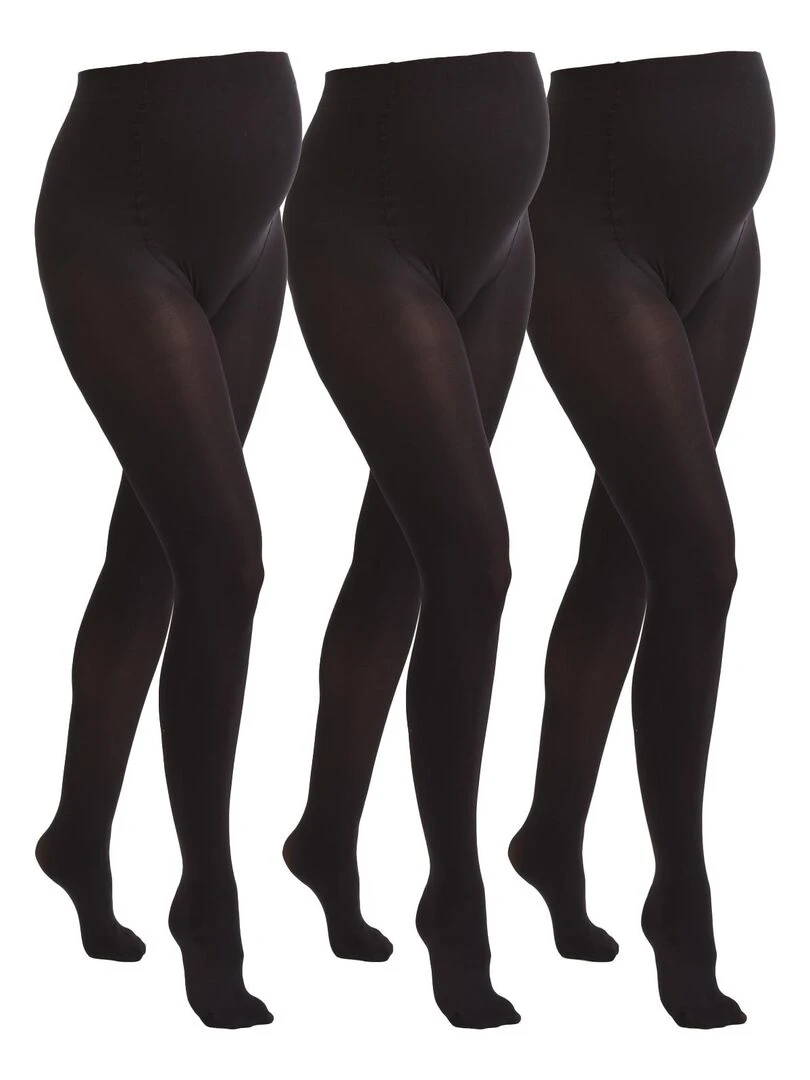 3 Pack Collants de grossesse opaques confortables 60den Noir
