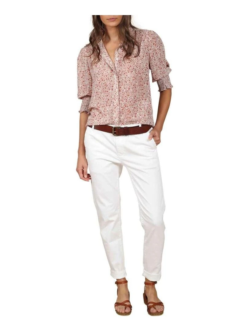 CHATTAWAK   Pantalon coton mélangé slim   Blanc