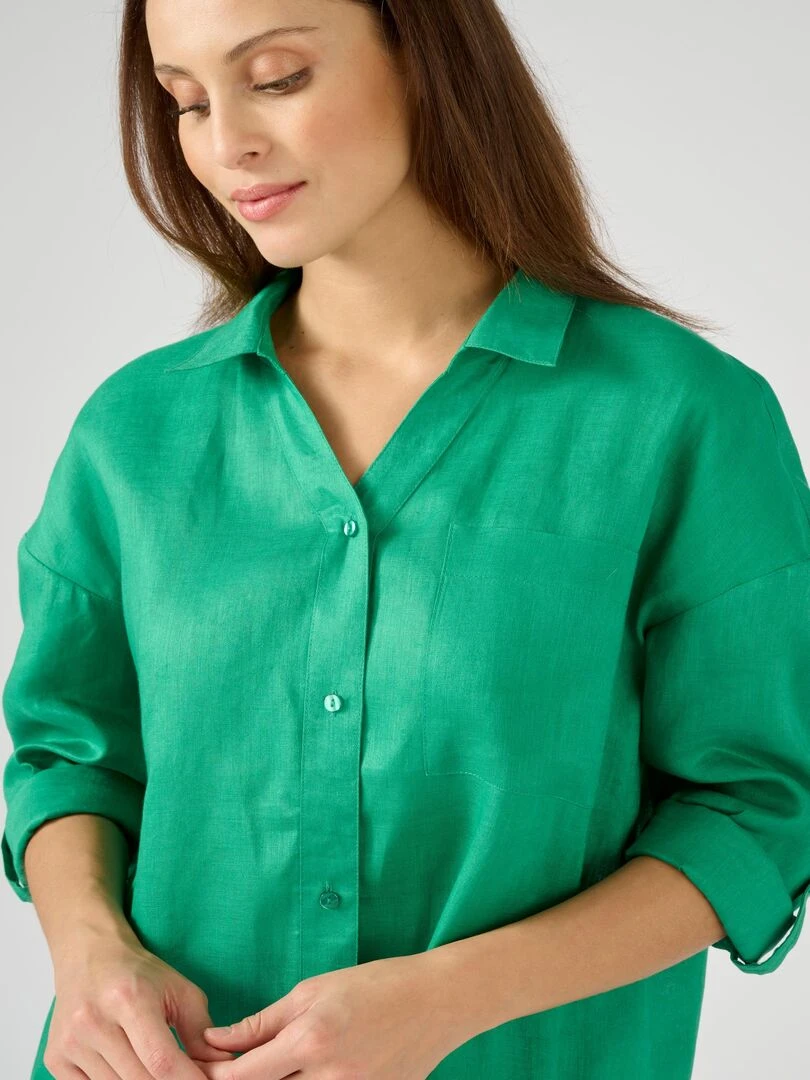 Chemise pur lin Damart Vert d'eau