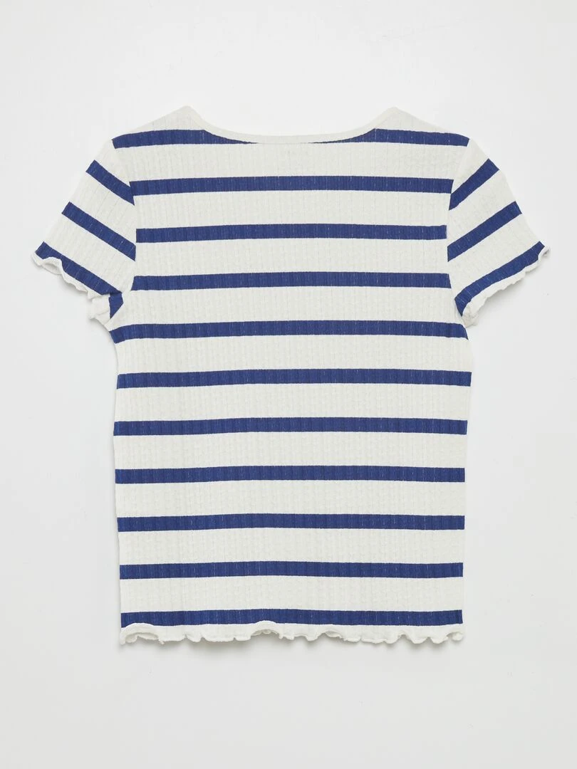 T shirt en matière gaufrée   Bleu