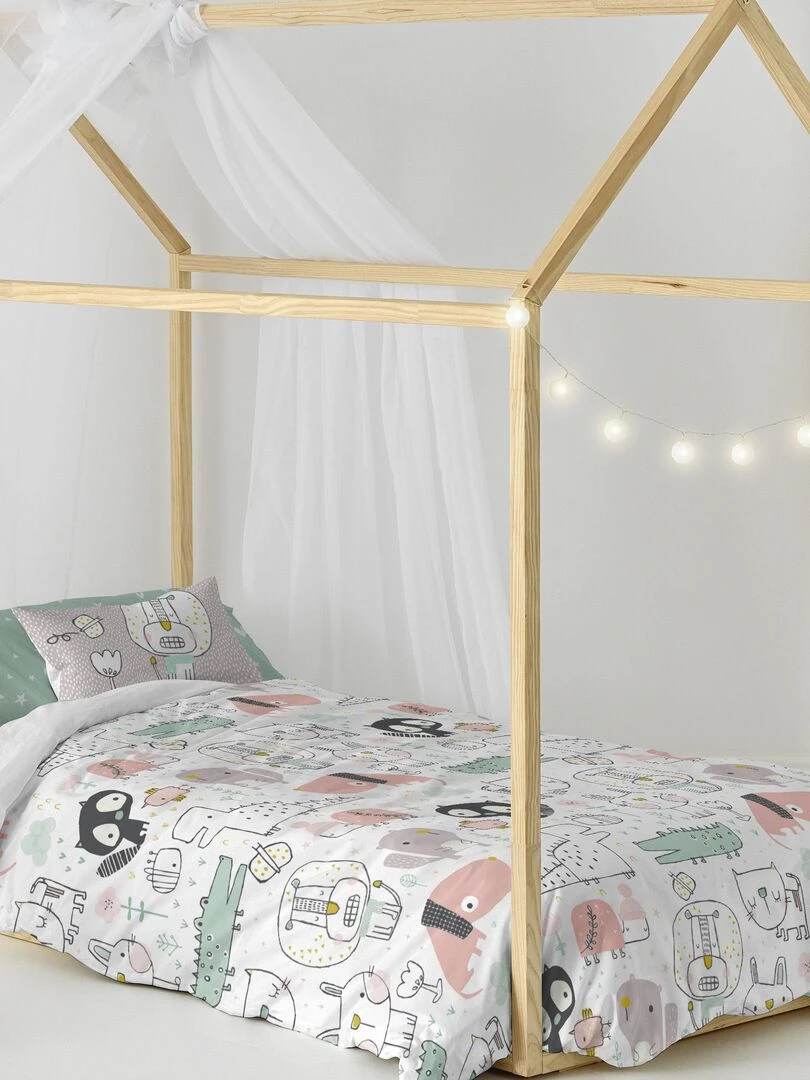 Parure housse de couette 2 pièces Best buddies "Happyfriday"   Blanc Vert