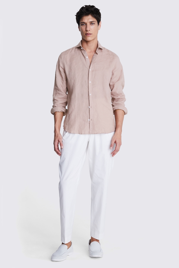 Tailored Fit Khaki Linen Shirt   Buy Online at Moss