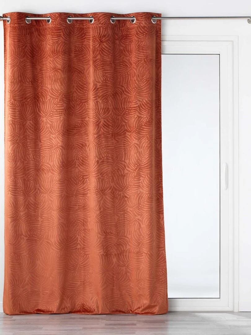 Rideau occultant en velours feuilles de monstera   Orange
