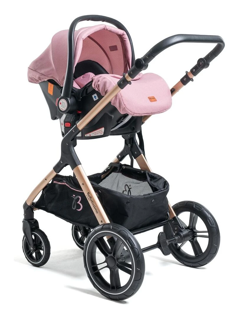 Poussette combinée trio 3 en 1   siège auto 0m – nacelle –  jusqu’à 22kg    rose   Premium   Rose