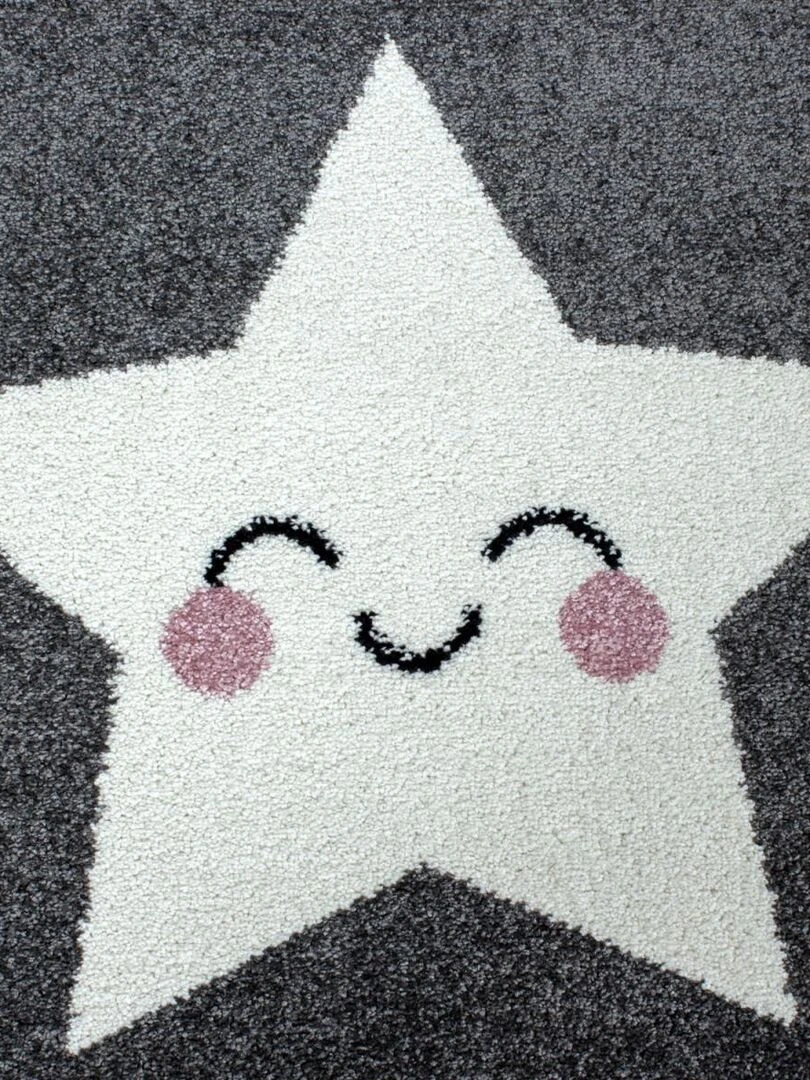 Tapis enfant KID'S STARS en polypropylène doux et soyeux OEKO TEX® Gris