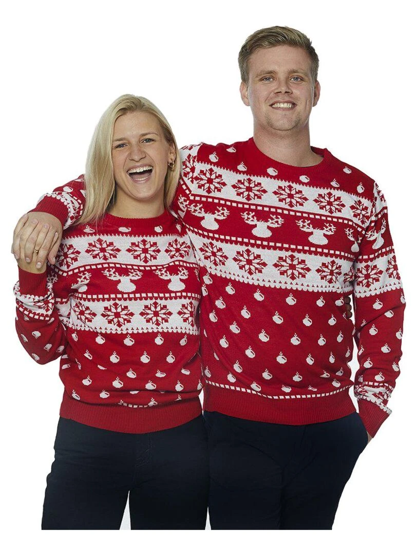 Pull de Noël "Le Classique écolo" 100% coton BIO Rouge