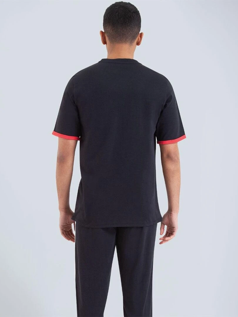 Pyjama long col v homme Homewear   Noir Rouge