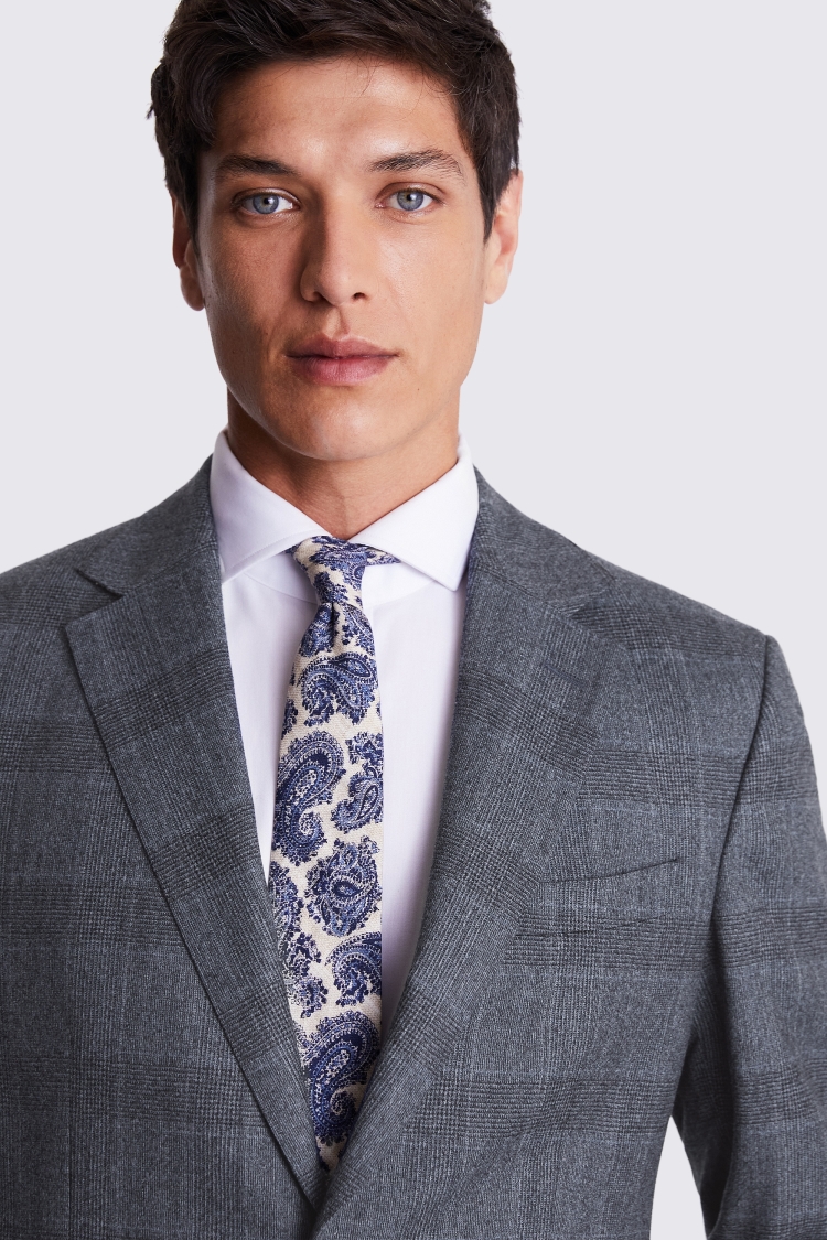 Italian Slim Fit Grey Check Jacket    Buy Online at Moss
