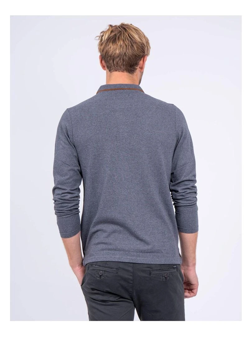 Polo manches longues pur coton PONDOR Gris foncé