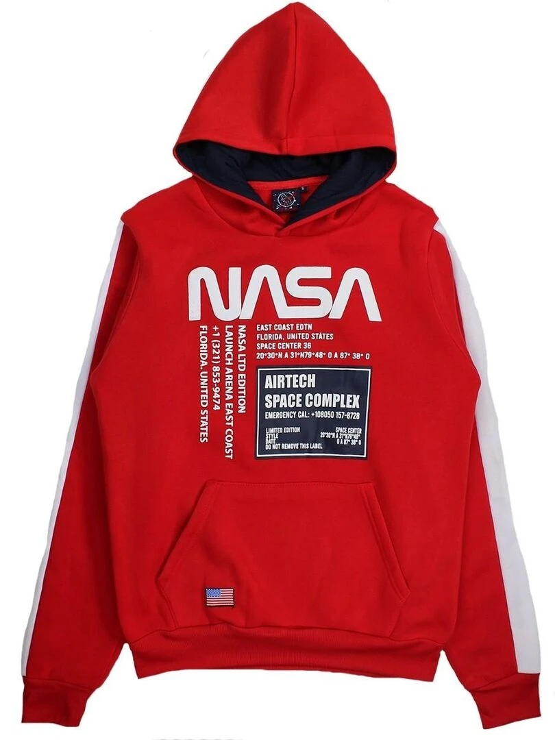 Nasa Sweat homme imprimé logo Rouge