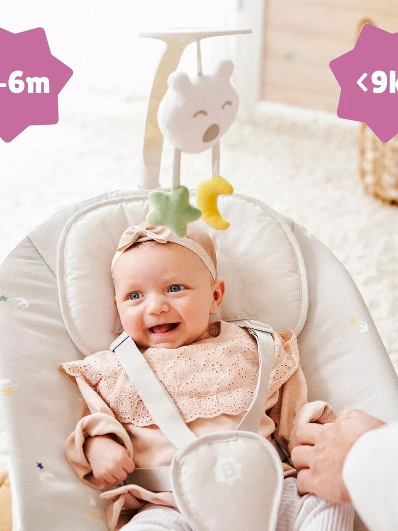 Balancelle latérale multifonctions  3 vitesses et 8 berceuses réglables  Lichen 'Badabulle'   Gris clair