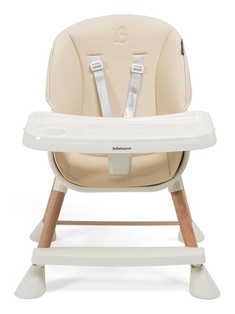 Bebelissimo   Chaise haute 5 en 1   Evolutive   Réglable   bois de Hêtre   PVC cuir   beige   BZ  51   Beige