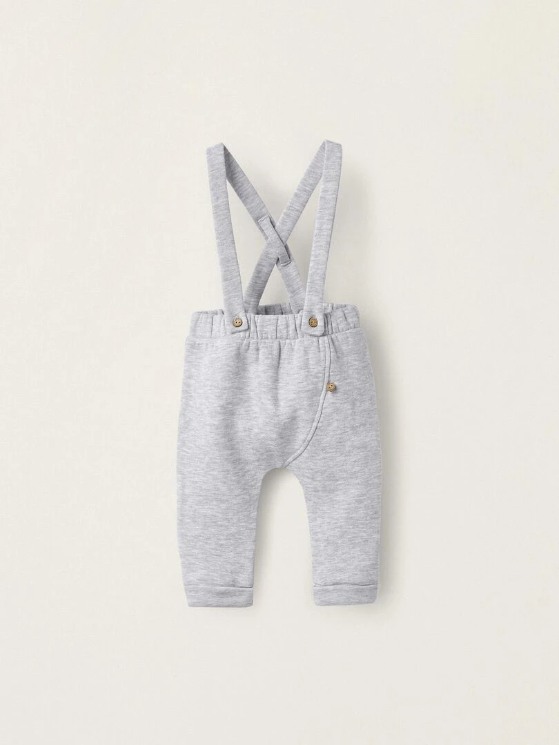 Pantalon avec bretelles amovibles pour nouveau né AUSTRALIANA Gris clair