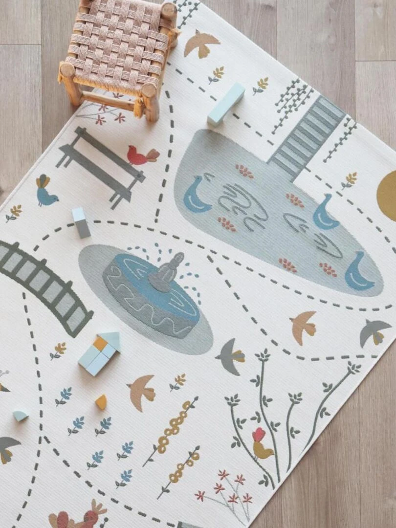 Tapis Enfant Paradis des Oiseaux par Nattiot 123 x 180 cm Nat Multicolore