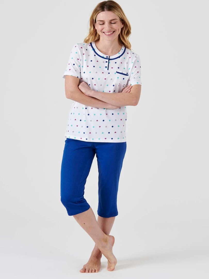Pyjacourt imprimé jersey Damart Bleu