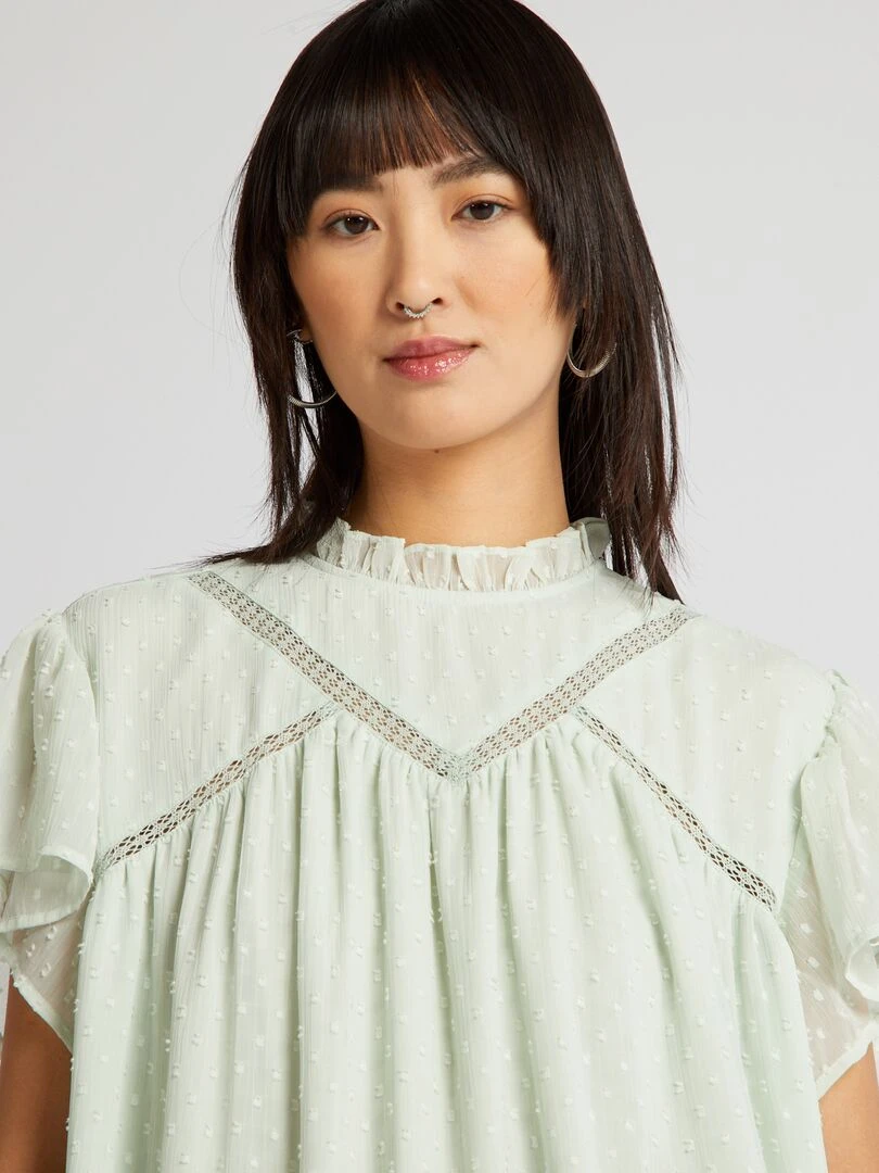 Robe à volants en plumetis   Vert