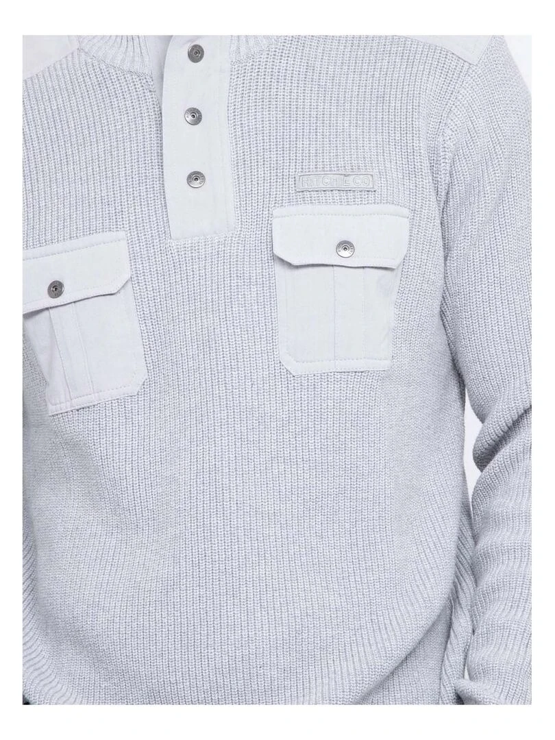 Pull col montant boutonné LOGANI   Gris