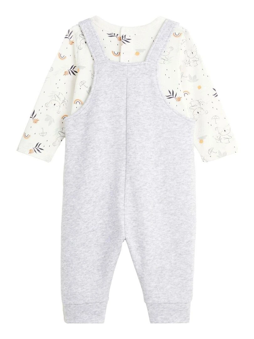 Ensemble salopette bébé en molleton et t shirt Nuage Gris Gris
