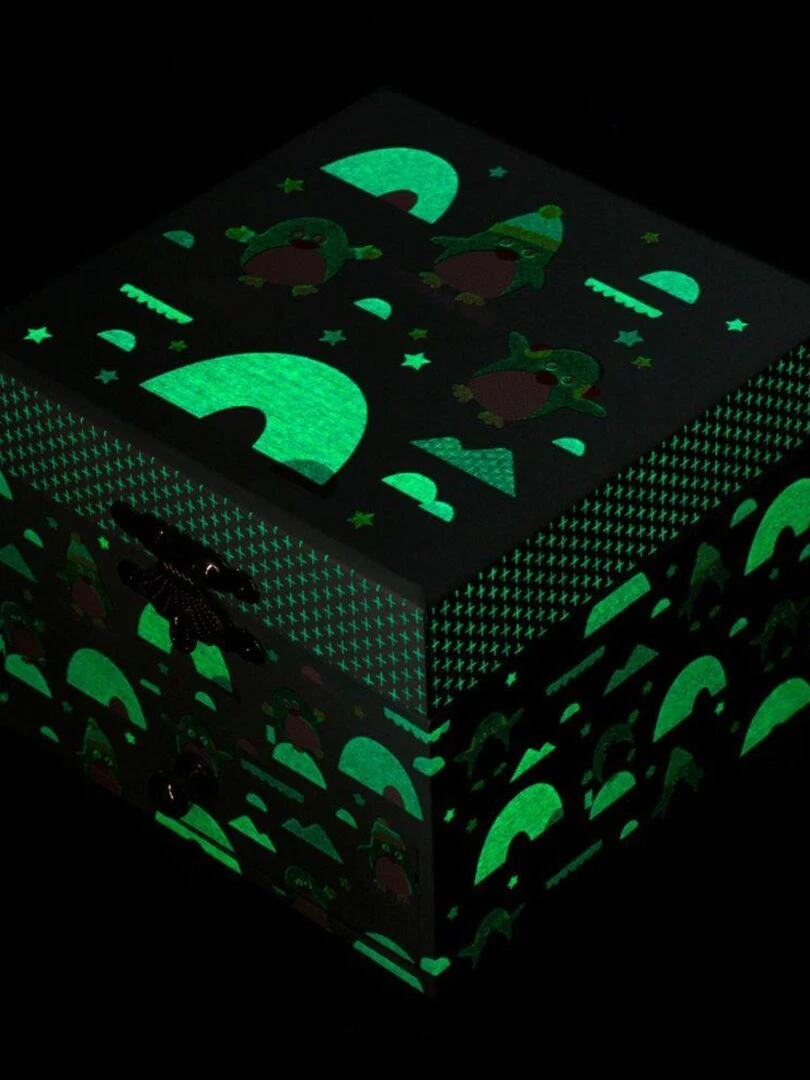 Boîte à bijoux musicale phosphorescente pingouin   N/A