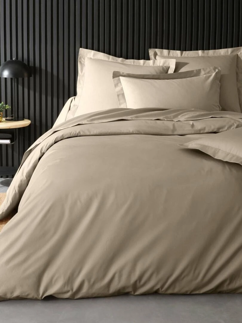 Housse de couette en percale de coton uni Beige sable
