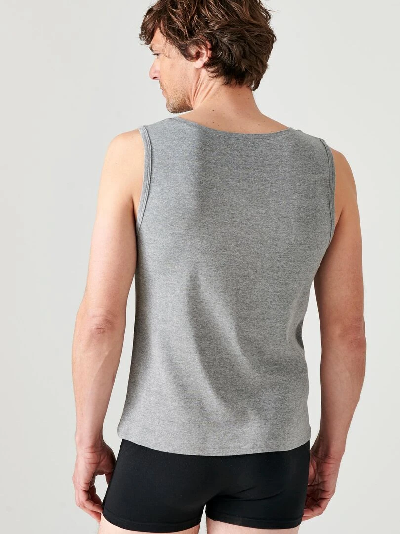 Lot de 2 débardeurs Essential pur coton peigné   Damart   Gris chiné