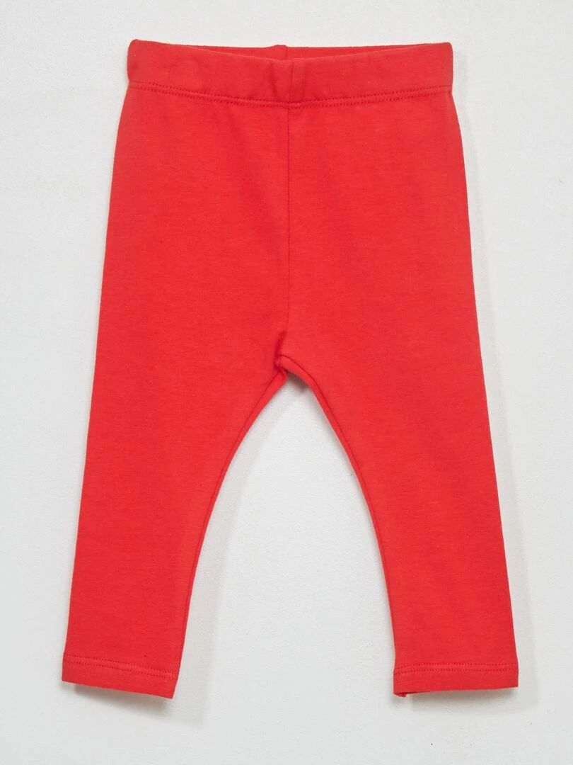 Legging long uni en maille jersey rouge cerise